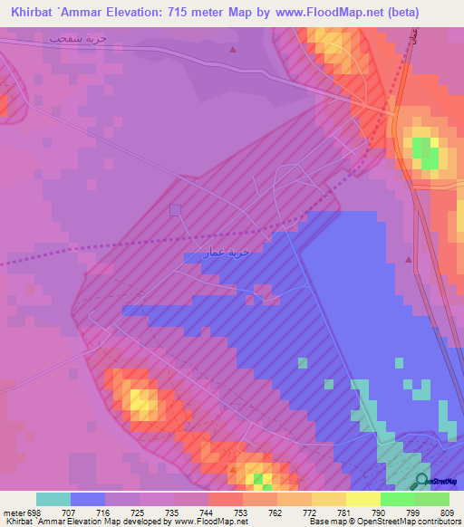 Khirbat `Ammar,Syria Elevation Map