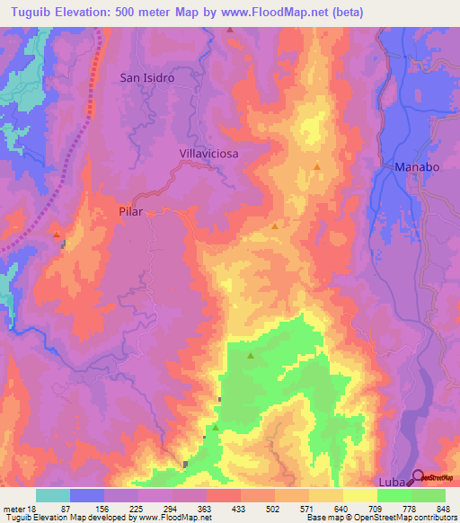 Tuguib,Philippines Elevation Map