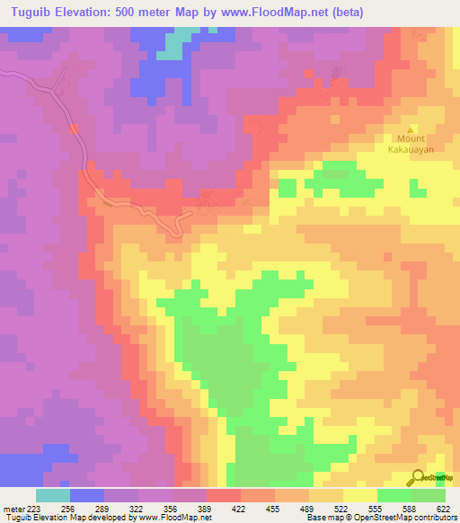 Tuguib,Philippines Elevation Map