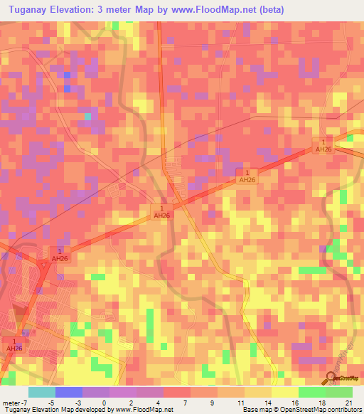 Tuganay,Philippines Elevation Map