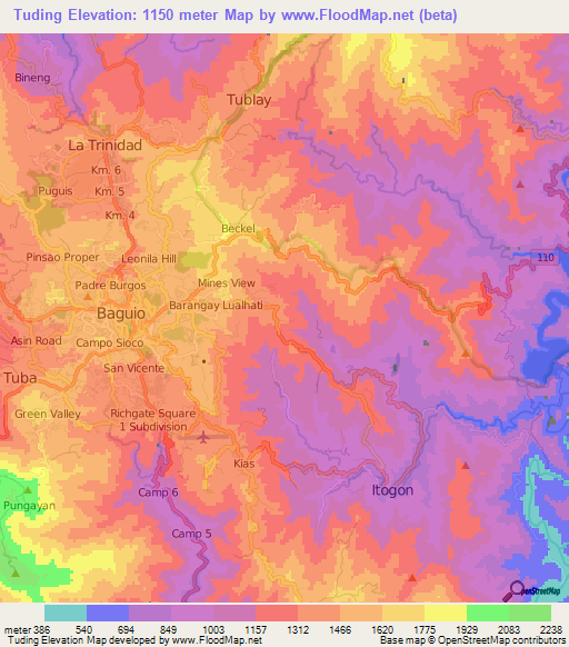 Tuding,Philippines Elevation Map