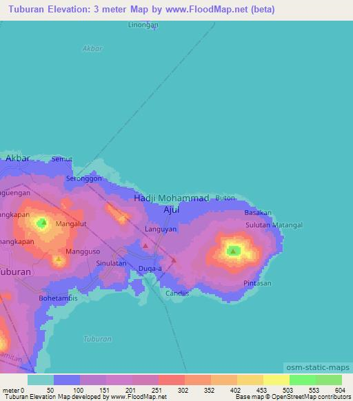 Tuburan,Philippines Elevation Map