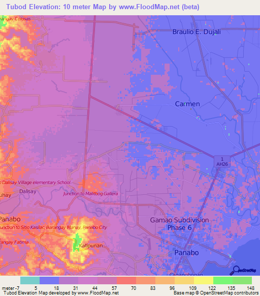 Tubod,Philippines Elevation Map