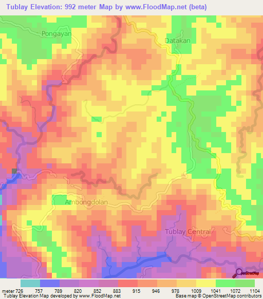 Tublay,Philippines Elevation Map