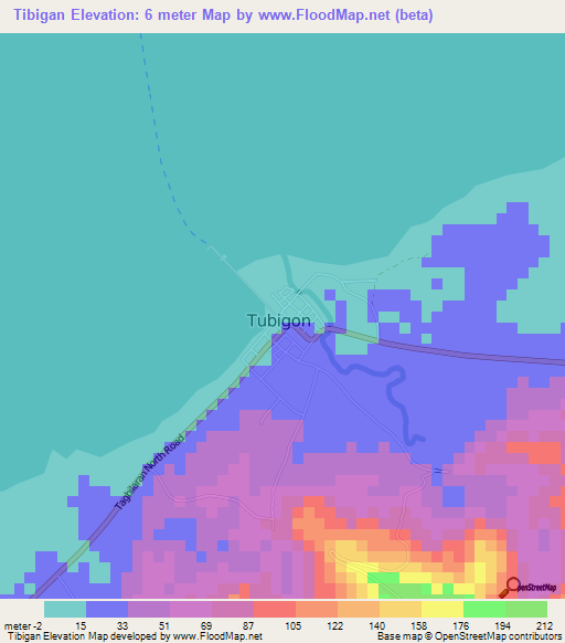 Tibigan,Philippines Elevation Map