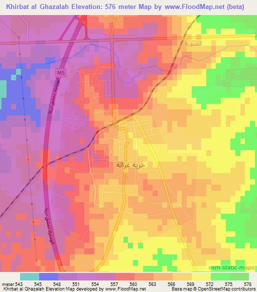Khirbat al Ghazalah,Syria Elevation Map
