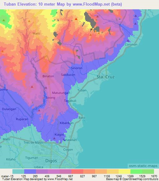 Tuban,Philippines Elevation Map