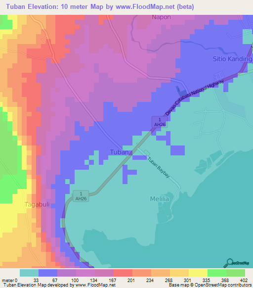 Tuban,Philippines Elevation Map