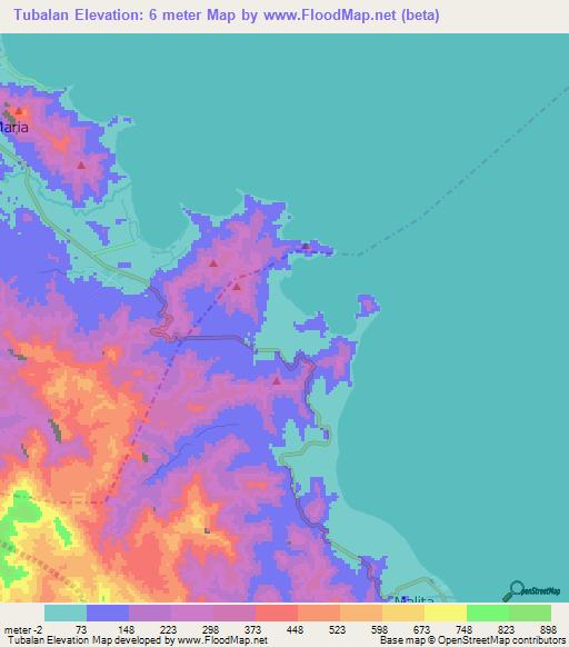 Tubalan,Philippines Elevation Map