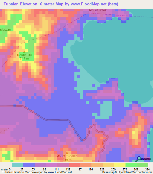 Tubalan,Philippines Elevation Map