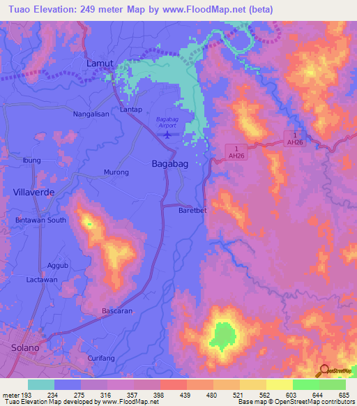 Tuao,Philippines Elevation Map