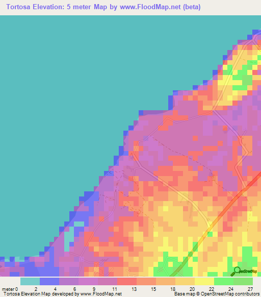 Tortosa,Philippines Elevation Map