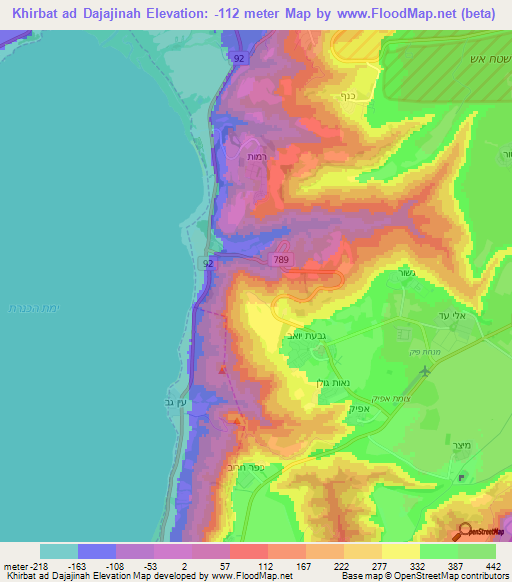 Khirbat ad Dajajinah,Syria Elevation Map