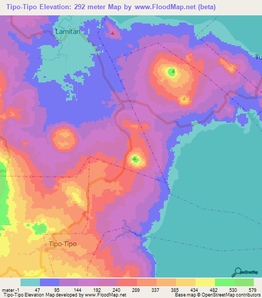 Tipo-Tipo,Philippines Elevation Map