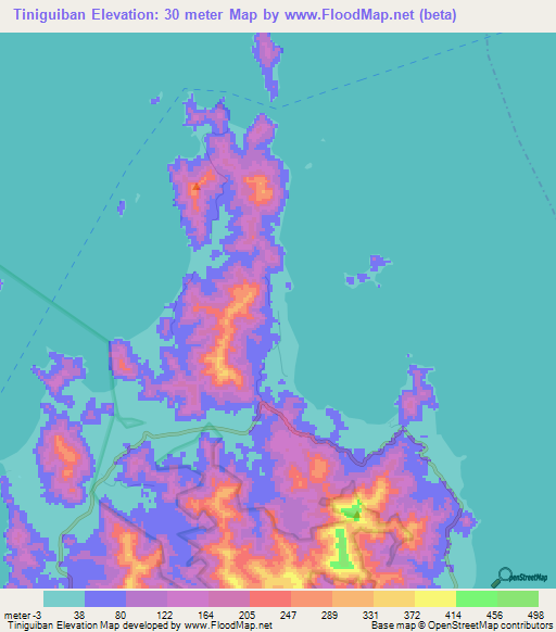 Tiniguiban,Philippines Elevation Map