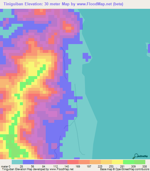 Tiniguiban,Philippines Elevation Map