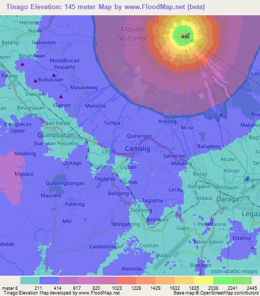Tinago,Philippines Elevation Map