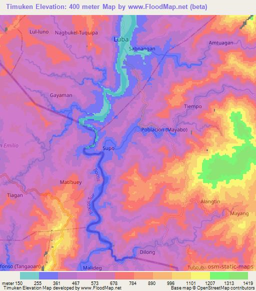 Timuken,Philippines Elevation Map