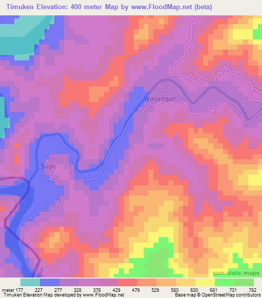 Timuken,Philippines Elevation Map