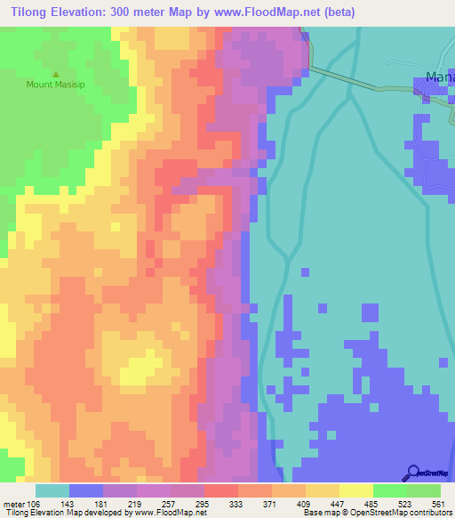 Tilong,Philippines Elevation Map