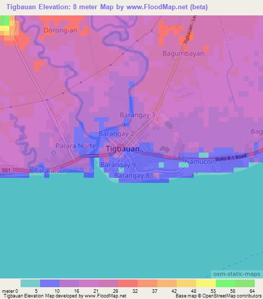 Tigbauan,Philippines Elevation Map