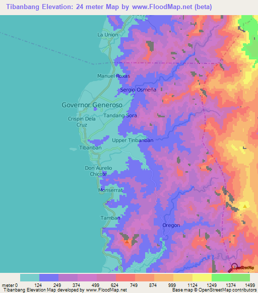 Tibanbang,Philippines Elevation Map