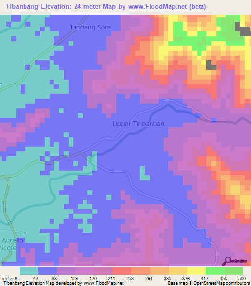 Tibanbang,Philippines Elevation Map