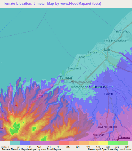 Ternate,Philippines Elevation Map