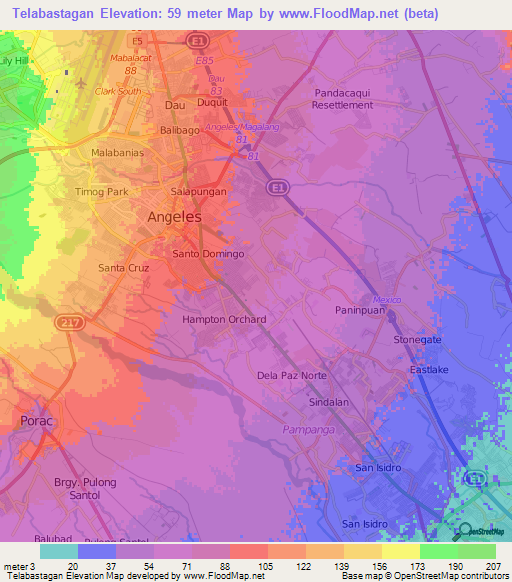 Telabastagan,Philippines Elevation Map