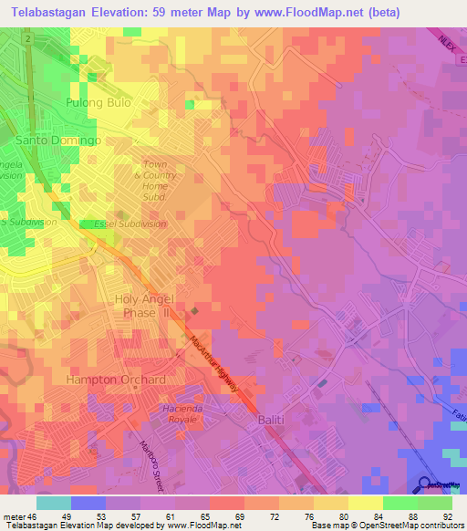 Telabastagan,Philippines Elevation Map