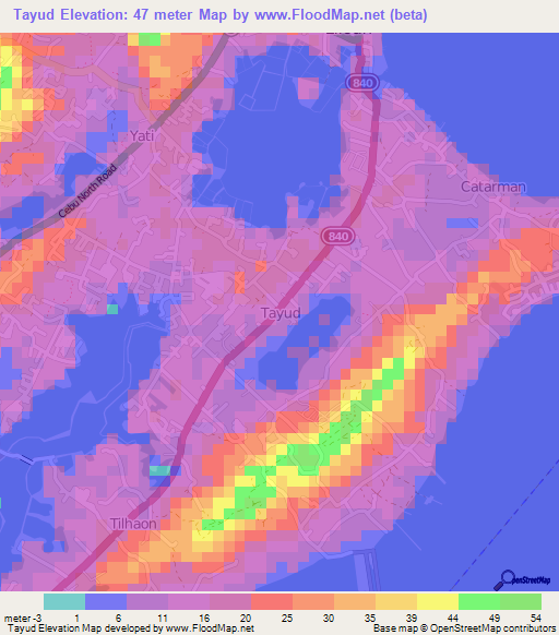 Tayud,Philippines Elevation Map