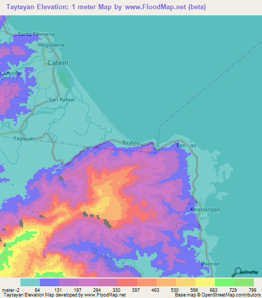 Taytayan,Philippines Elevation Map