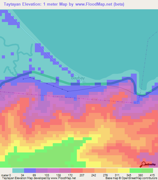Taytayan,Philippines Elevation Map