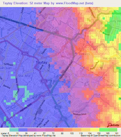 Taytay,Philippines Elevation Map