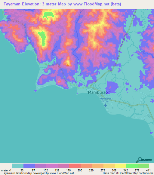 Tayaman,Philippines Elevation Map