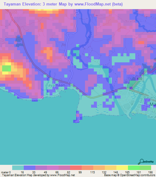 Tayaman,Philippines Elevation Map