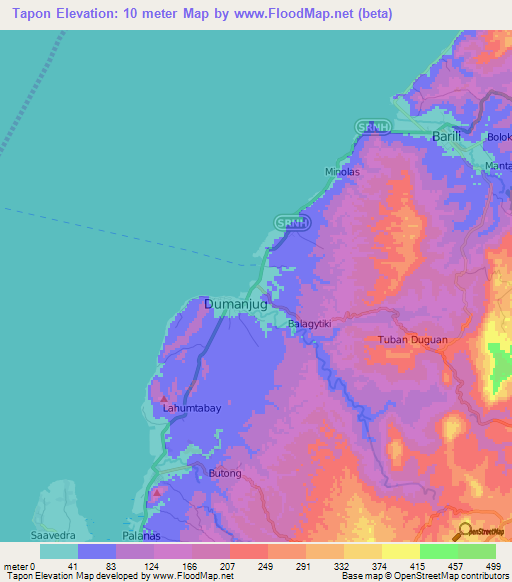Tapon,Philippines Elevation Map