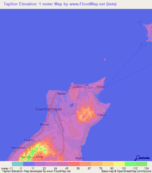 Tapilon,Philippines Elevation Map