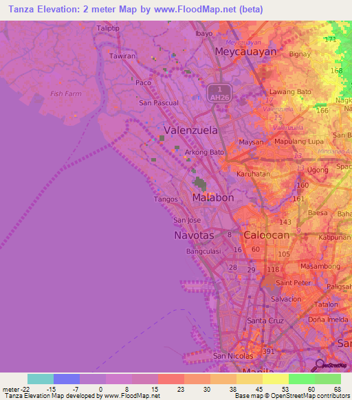 Tanza,Philippines Elevation Map
