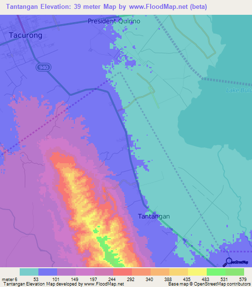 Tantangan,Philippines Elevation Map