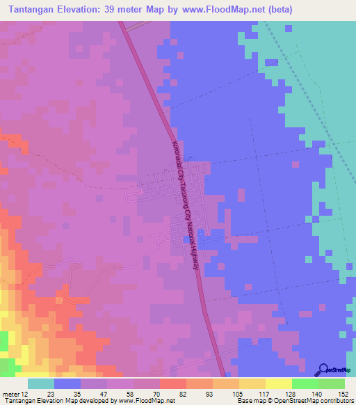 Tantangan,Philippines Elevation Map
