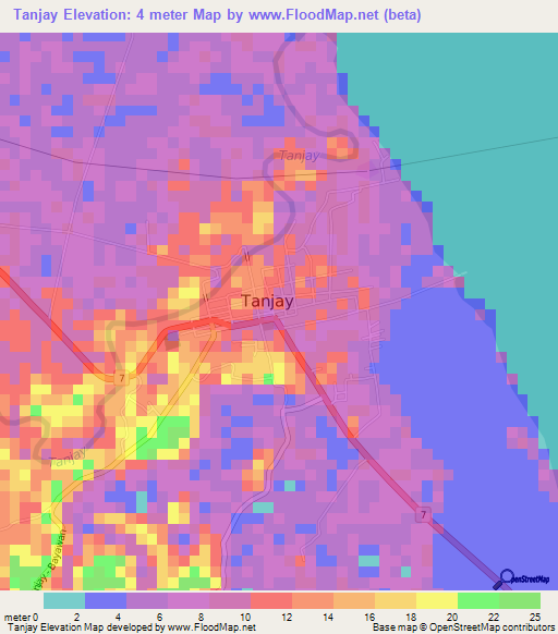 Tanjay,Philippines Elevation Map