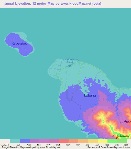Tangal,Philippines Elevation Map