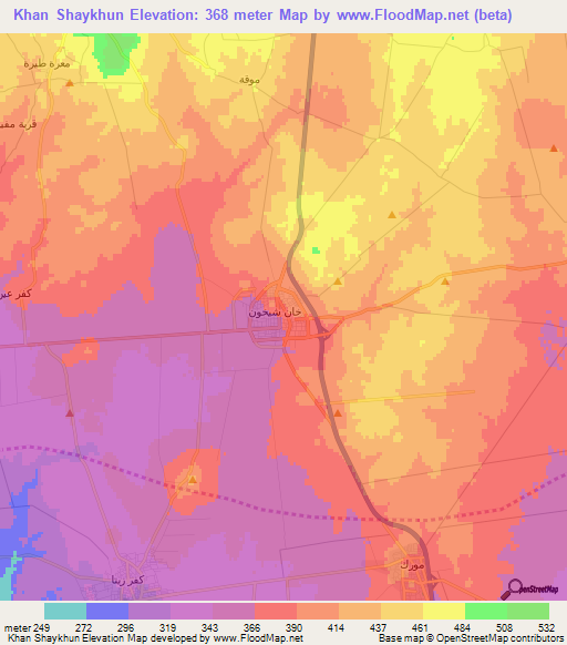 Khan Shaykhun,Syria Elevation Map