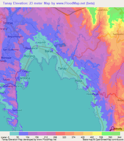 Tanay,Philippines Elevation Map