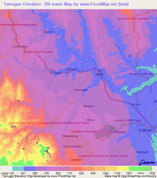 Tamugan,Philippines Elevation Map