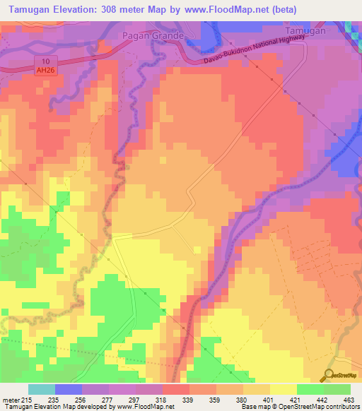 Tamugan,Philippines Elevation Map