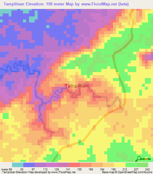 Tampilisan,Philippines Elevation Map