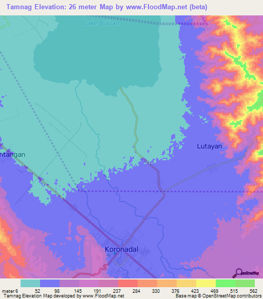 Tamnag,Philippines Elevation Map