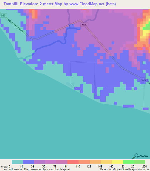 Tambilil,Philippines Elevation Map